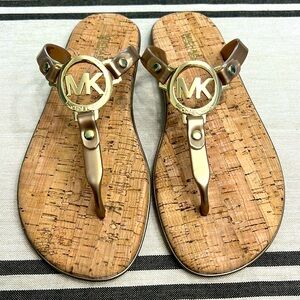New with Box Michael Kors Cork Jelly Sandals Gold Size 7